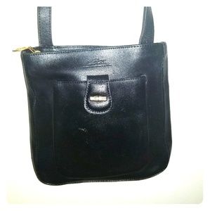 Black Longchamp Roseau crossbody leather bag